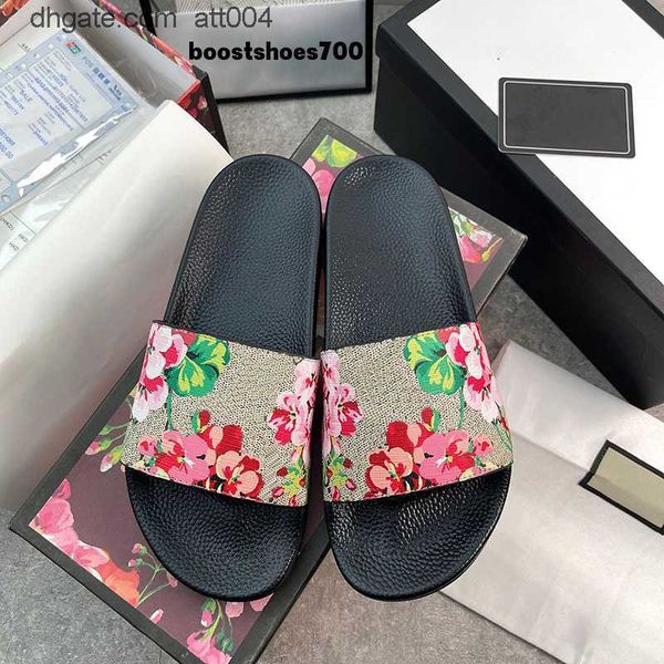 

with box designer slippers mens womens slide men printing platform rubber mules sandals luxury summer sandal beach ladies fashion women caus, Black