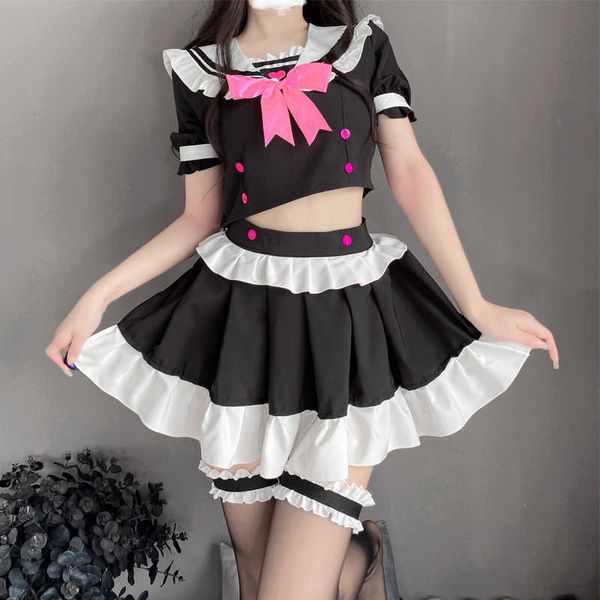 

nxy set costumes maid uniform role play dress anime cosplay temptation suit women lingerie exotic black pink cute skirts 230426, Red;black