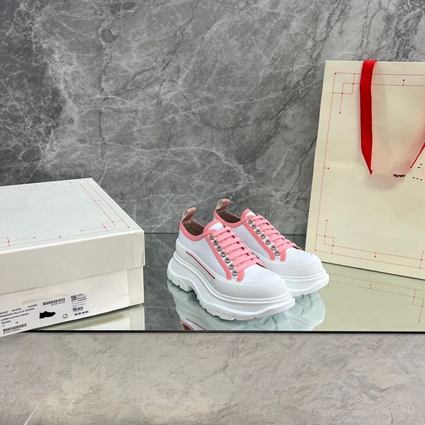 

2023 casual shoes women designer leather lace-up sneaker fashion lady flat running trainers letters woman shoe platform men 0516, Black