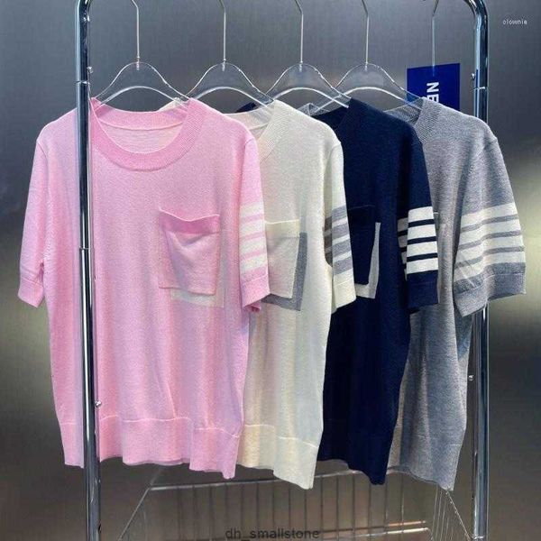 

women's t shirts tb thin wool knit summer loose pullover with four bars western style age reducing and unique versatile4q2b, White;black