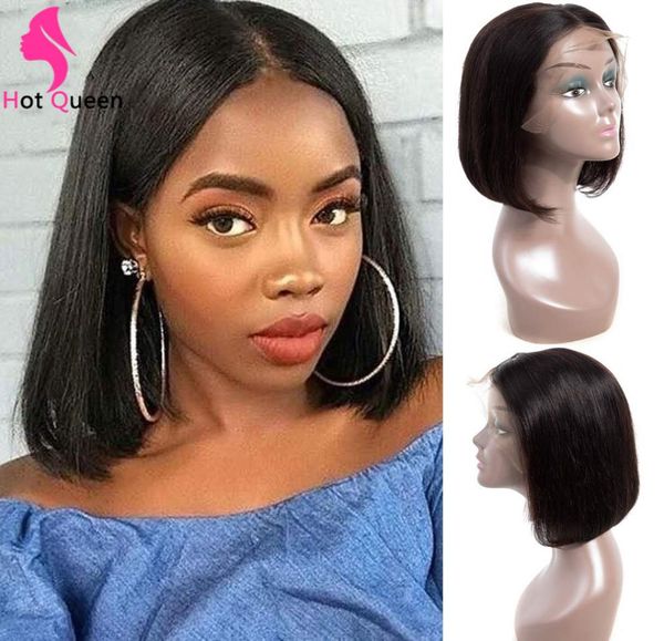 

short bob wigs for black women straight human hair with preplucked hairline brizillian 13x4 lace frontal hairs on 1128799, Black;brown