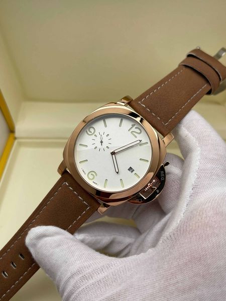 

2023 men's business fashion watches quartz watches sapphire crystal flip hair leather strap watches, Slivery;brown