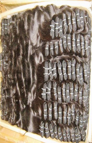 

20pcslot bulk kilo processed human hairs extension indian body wave straight weave textures unbelieve 8698909, Black