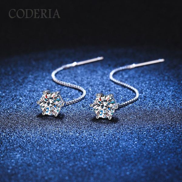 

stud 14k white gold sterling silver dangle earring moissanite stud earrings total 2cttw vvs1 diamond jewelry for women wedding gifts, Golden;silver