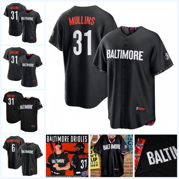 

2023 city connect adley rutschman oriole jersey cedric mullins james mccann gunnar henderson cal ripken cionel perez grayson rodriguez ryan, Blue;black