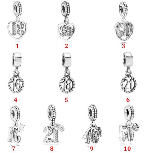

genuine 925 sterling silver fit pandora bracelet charms four leaf clover round number pink heart charms beads love heart blue crys7060571, Black