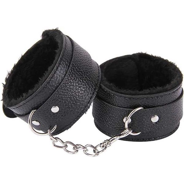 

factory outlet adjustable ankle bracelets sm plush pu leather fetishism cuffs set handcuffs restraint toys