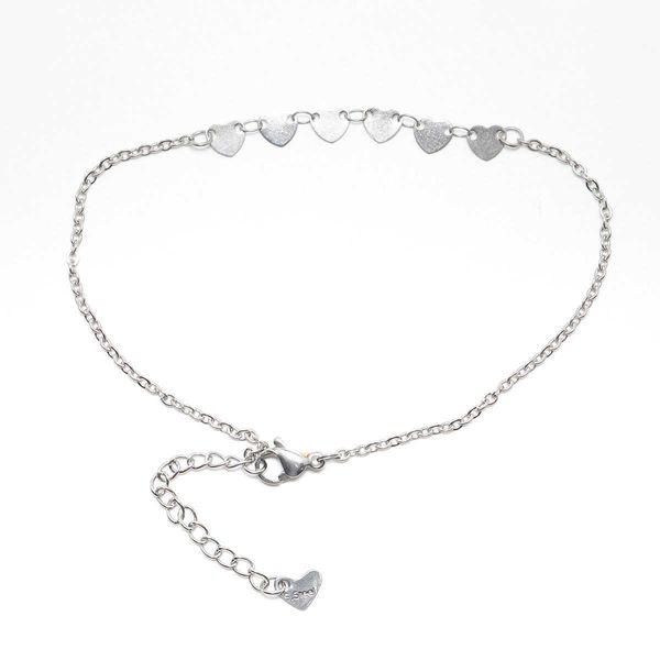 

anklets new 304 stainless steel anklet silver color heart shape anklet bracelets on the leg jewelry gifts summer bareffot-chain 1 piece g220, Red;blue