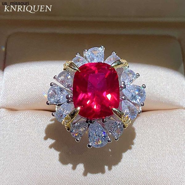 

band rings knriquen wedding party rings for women luxury ruby gemstone high carbon diamond engagement ring fine jewelry anniversary gift j23, Silver