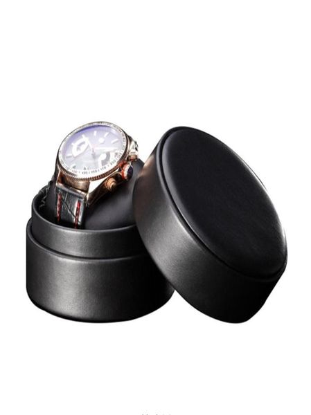 

black leather watch storage boxes case single organizer case new brand roll watch gift6648534, Black;blue