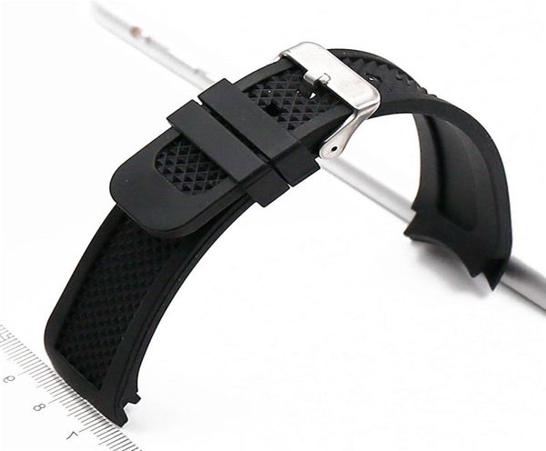 

silicone male 24mm curved interface pin buckle accessories for iwc series sports waterproof rubber strap men watch5050060, Black;brown