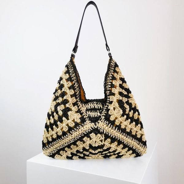 

evening bags luxury design straw woven tote summer casual large capacity handbags fashion beach women shoulder simple style shopping