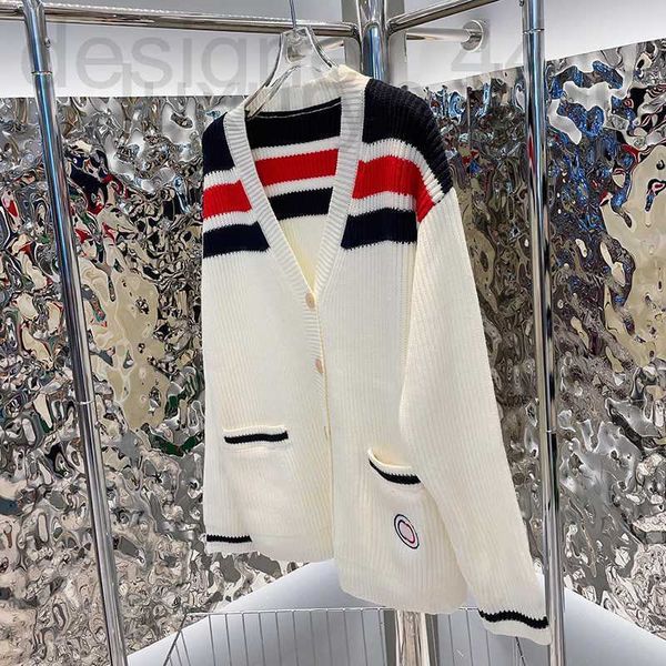 

women's sweaters luxuriouswomen's designer grade women spring fall knit cardigan trendy stripe pattern sweater personality pocket, White;black