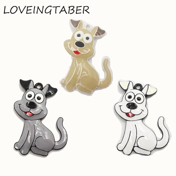 

necklaces ( choose color first ) 45mm*35mm 10pcs/lot all enamel farm animal cute puppy/dog pendants for kids jewelry making, Silver