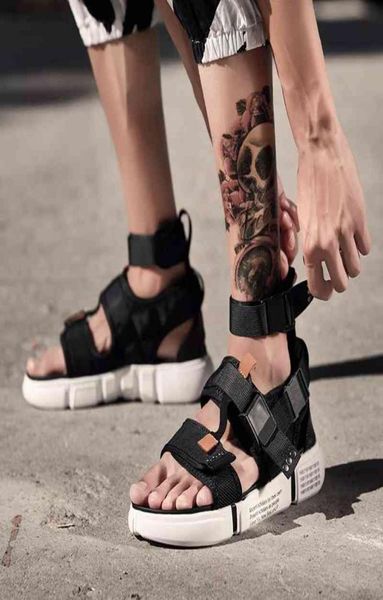 

fashion summer men shoes gladiator sandals open toe platform beach sandals boots rome style black gray canvas sandals drop ship cx2044104