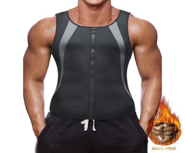 

men stitching zipper sports vest neoprene corset sweating belly dress fitness sweat sweat slim bodysuit band waist trimmer7301737, Black;gray