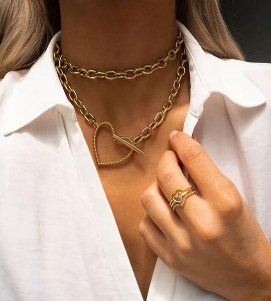 

2021 new hollow heart choker necklaces for women whole statement necklace heart dainty pendant adjustable necklace gift dropsh7685527, Silver