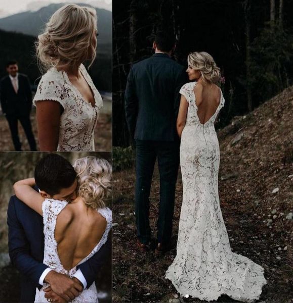 

white lace garden boho wedding dresses 2022 vintage v neck country beach bridal gowns vestidos de novia low back a line wedding dr9076895