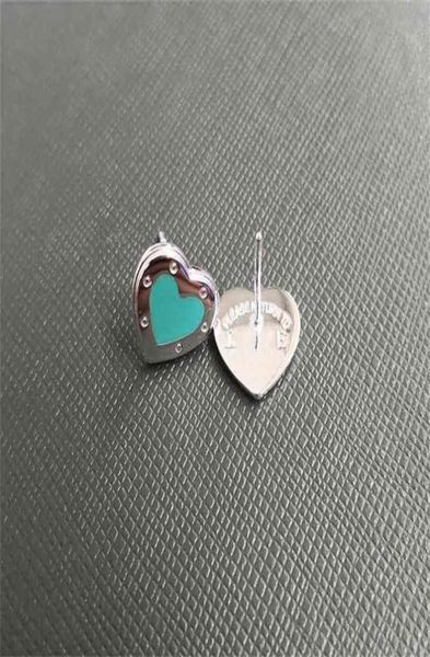 

ms s925 pure silver classic pink enamel heartshaped earrings cyan blue glue 2106164491118, Golden;silver