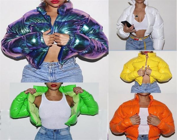 

plus size women winter jacket cotton padded coat designer bright color mental long sleeve windproof women cotton wadded jacke2583282, White