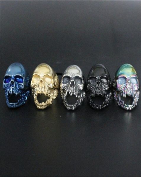 

3pcslot new size 715 cool big biker skull ring 316l stainless steel fashion jewelry men walking dead skull ring8544496, Silver