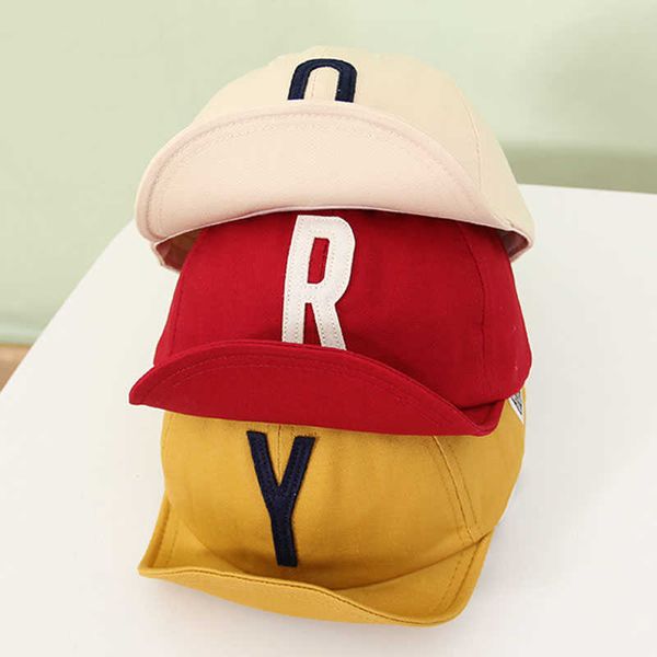 

caps hats spring summer letter baseball cap solid soft brown baby boys girls sun cap toddler kids snapship hop hat g220522, Yellow