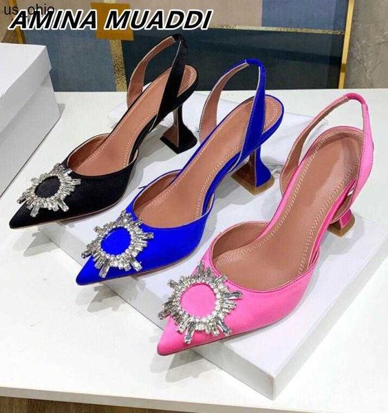 

sandals luxury designer sandals high heeled shoes amina muaddi begum bow crystalembellished buckle pointed toesl sunflower sandal summer foo, Black
