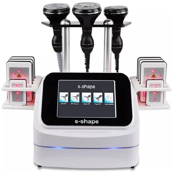 

4 handle and 8 laser pads cavitation rf vacuum 6 in 1 fat reduction body remodeling s shape body cavitation machine 40k
