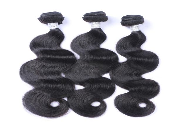 

brazilian virgin human hair weaves body wave 3 bundles unprocessed peruvian malaysian indian cambodian virgin remy hair extensions9627426, Black