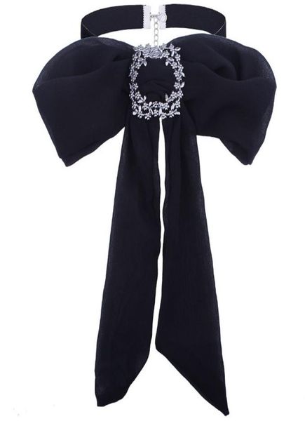 

charmcci luxury crystal bow brooches chiffon bowknot tie necktie corsage brooch for women tie dress collar jewelry accessorri8711807, Gray