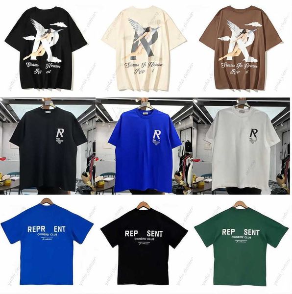 

2023 summer mens women designers represents t shirts loose popular in the uk fashion brands cotton shirt graphic printing tees clothes tshi, White;black