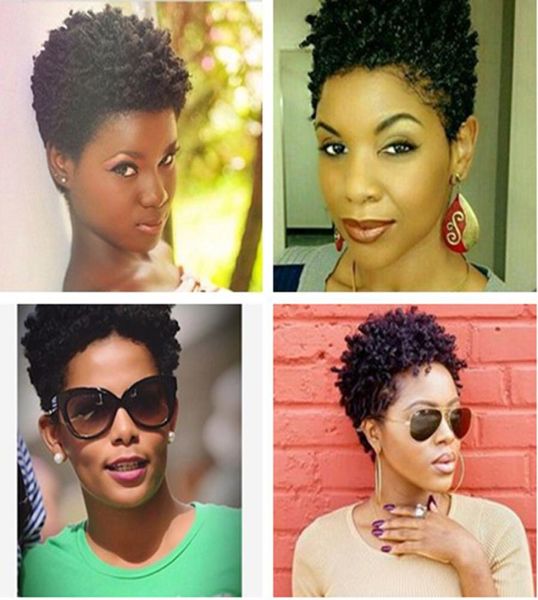 

lovely brazilian hair african americ short kinky curly wig simulation human hair short curly wig in stock5627328, Black