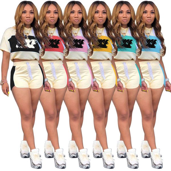 

2023 designer brand women's tracksuits summer y2k casual joggers sports suit letters pritn t-shirt elastic shorts 2 pieces sets outifit, Gray