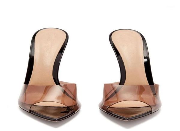 

men women sandals clear high heels transparent pointed toe stiletto heel mules shoes sandals big size 42 43 44 4512043931, Black
