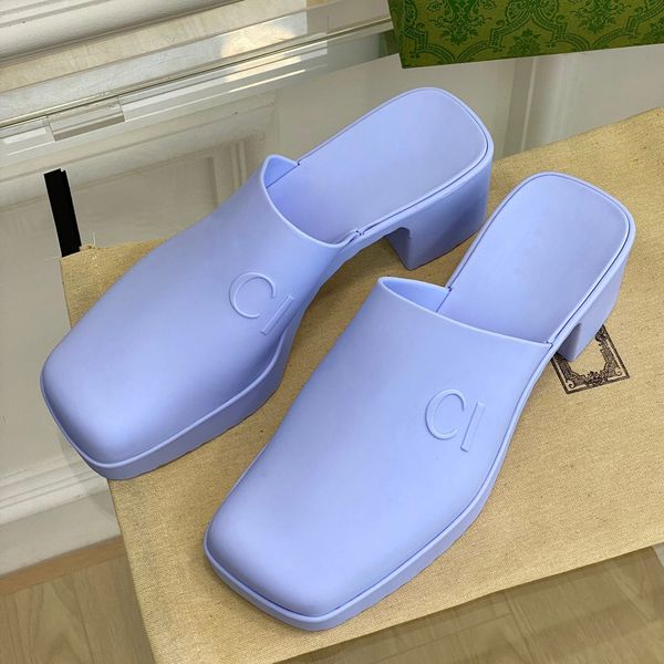 

casual shoes women rubber mid heels platform slide sandal 55cm slipper pink candy colors outdoor womens beach slides slippers embossed g, Black