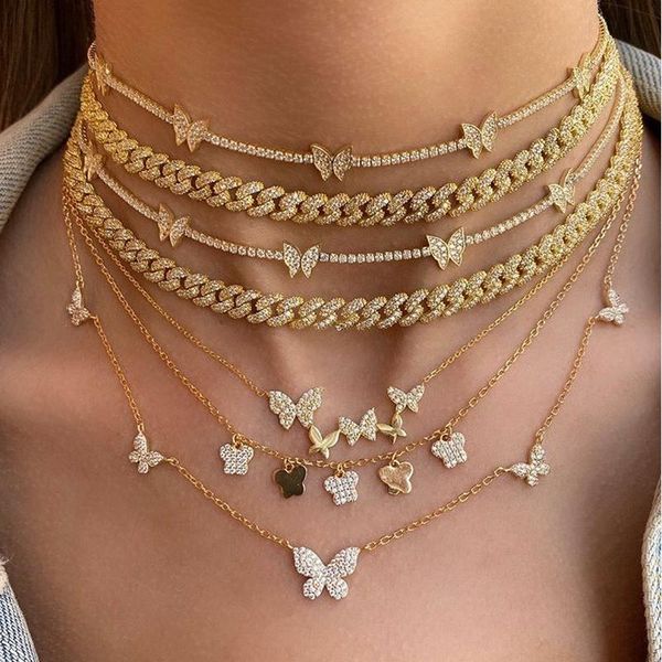 

necklaces gold color cute lovely mini charm micro pave cz animal butterfly pendants neckalces for women girl sweet fashion wedding jewelry, Silver