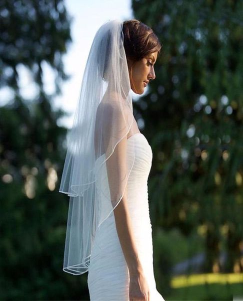

bridal veils two layer veil with comb wedding vail solid color soft tulle short white ivory woman 2021 veu de noiva curto8973540, Black
