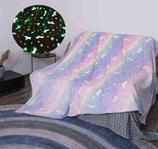 

design luminous blanket cartoon design glow in the dark flannel blanket for sofa bed christmas gifts for kids 2111263183469