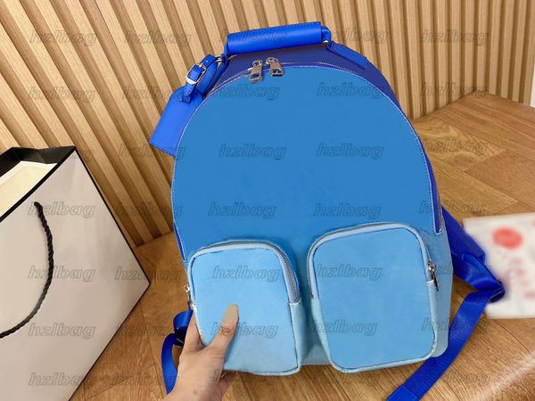 

2023 ss yayoi kusama face printed mens backpack multicolor cartoon clouds blue designers backpacks ink watercolor denim multipocket chunky f