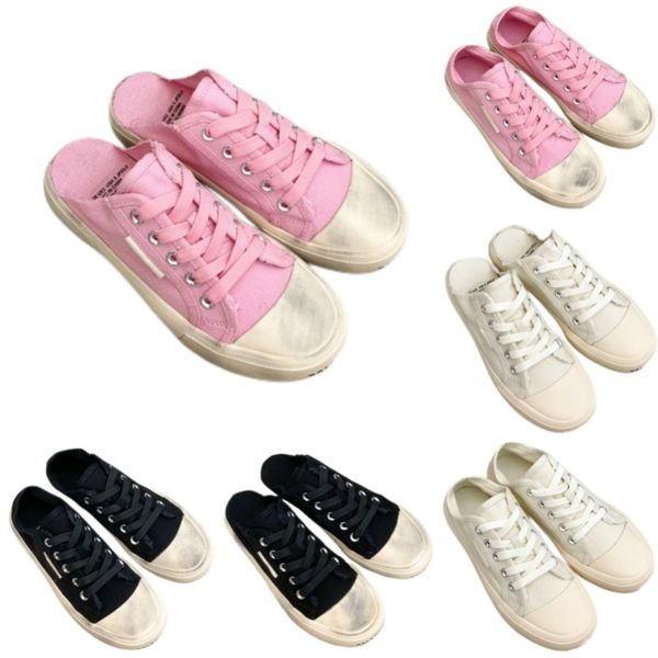 

sandals brand designer shoes fashion slippers canvas low casual shoes black white pink outdoor shoes letter flat sole beach shoes dirty shoe