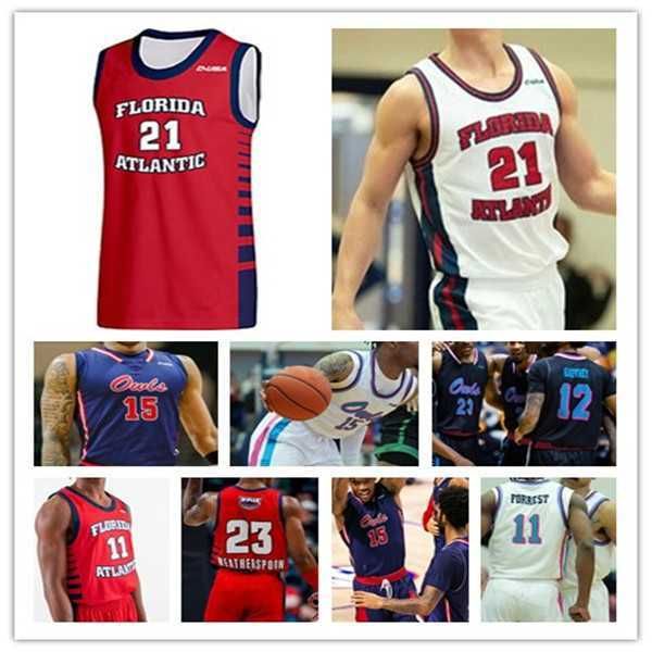 

florida atlantic owls fau college basketball jersey johnell davis alijah martin vladislav goldin nicholas boyd michael forrest bryan greenle, Black;red