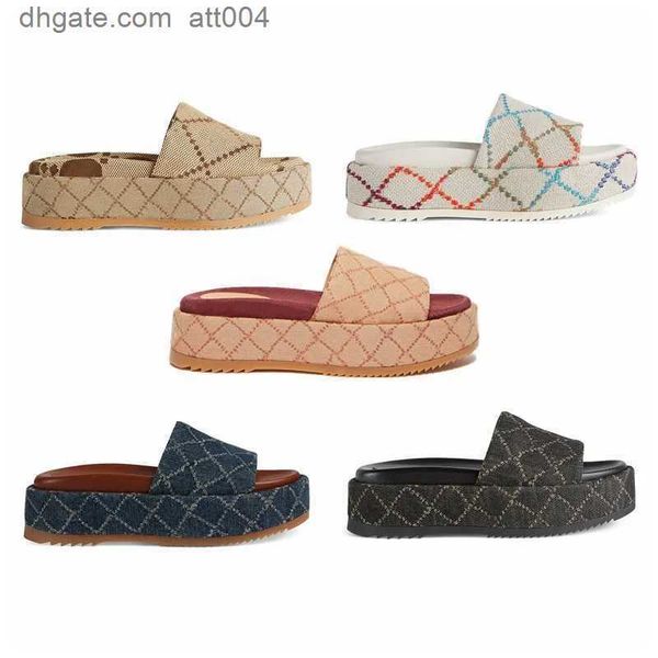 

2023 womens fashion slippers 55mm platform sandals canvas wedges with box and dust bag jackdhstore''gg'', Black