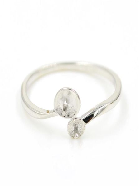 

fashion sterling silver mounting women039s two pearls ring mounts size adjustable s925 diy jewelry ring wedding ring whole 7004298