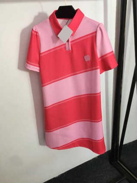 

summer dress for women new fashion logo pin embellished diagonal striped short sleeve pencil polo dress luxury designer womens dresses, Black;gray