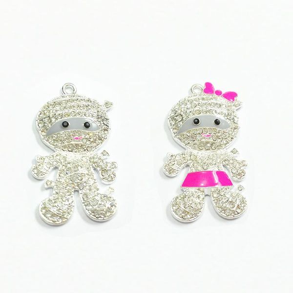 

necklaces 45mm*28mm 10pcs/lot mummy rhinestone pendants, Silver