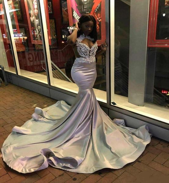 

2019 african mermaid lace prom gowns sequins formal evening dress party gowns applique 8th grade graduation occasion dresses3691233, Black