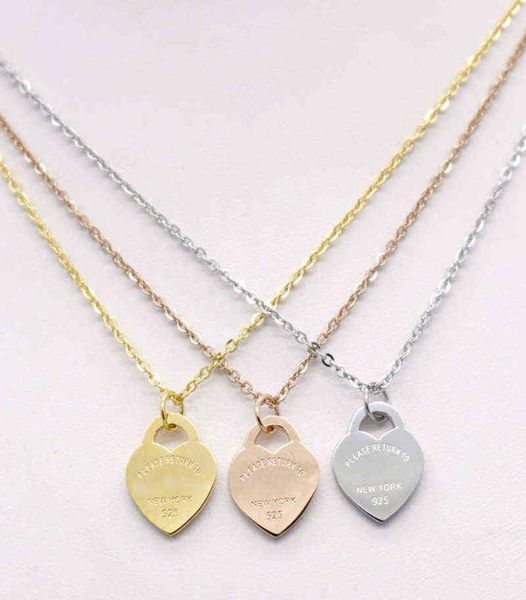 

2020 stainless steel heartshaped necklace short female jewelry 18k gold titanium peach heart necklace pendant for woman h10272666799, Silver