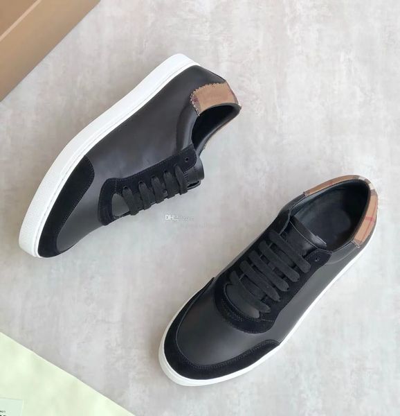 

popular men vintage check cotton sneakers shoes suede leather low-trainers party dress brand 23s/s skateboard walking eu38-46 with box, Black