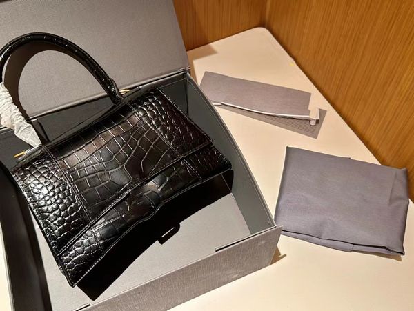 

2023hourglass bags handbag hour glass bag crocodile embossed wallet on chain genuine leather 23cm half moon crescent women handbags