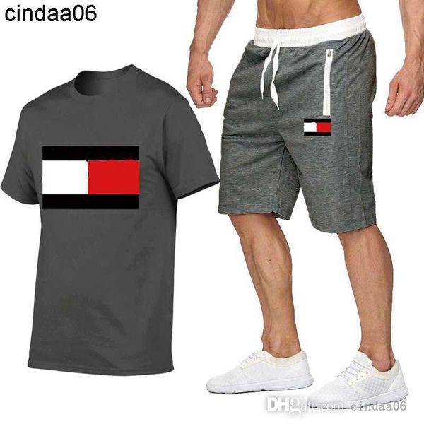 

2023 new summer tracksuits men's beach two pieces set casual fashion t-shirt drawstring shorts sport casual outfits plus size 3xl, Gray
